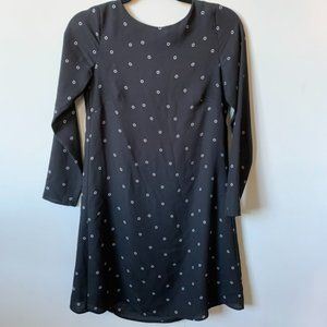 Long sleeved black shift dress